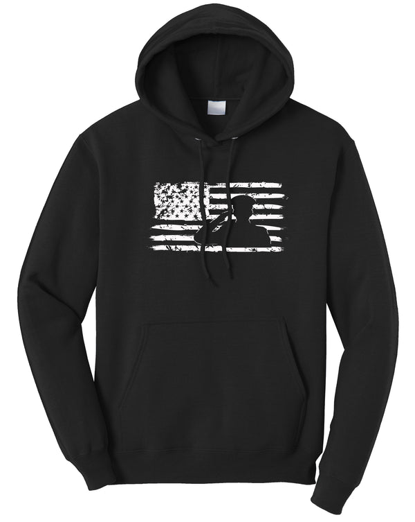 Veteran Salute Flag Fleece Pullover Hooded Sweatshirt