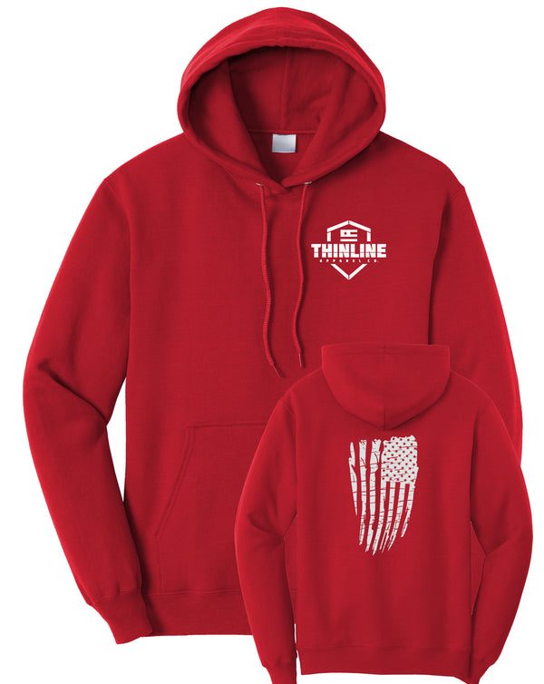 Thinline Apparel Flag Fleece Pullover Hooded Sweatshirt