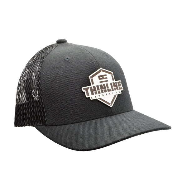 Thin Line Leather Patch Adjustable Snapback Trucker Hat