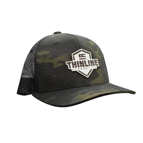 Thin Line Leather Patch Adjustable Snapback Trucker Hat